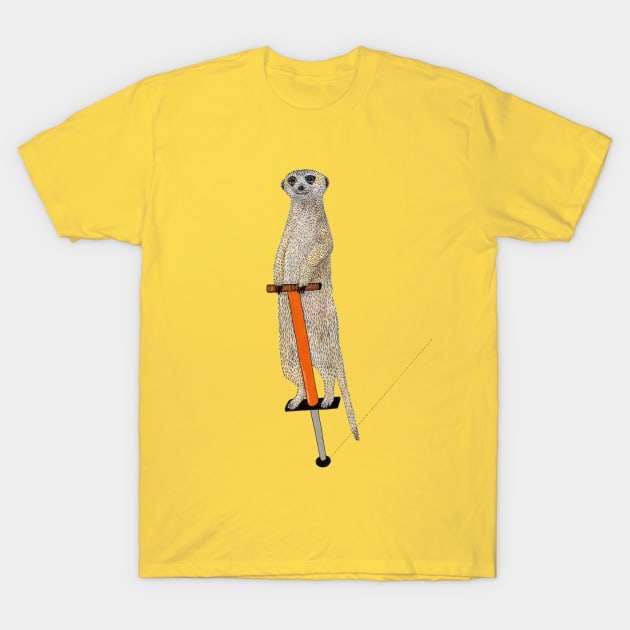 Meerkat on a Pogo Stick T-Shirt by martinascott